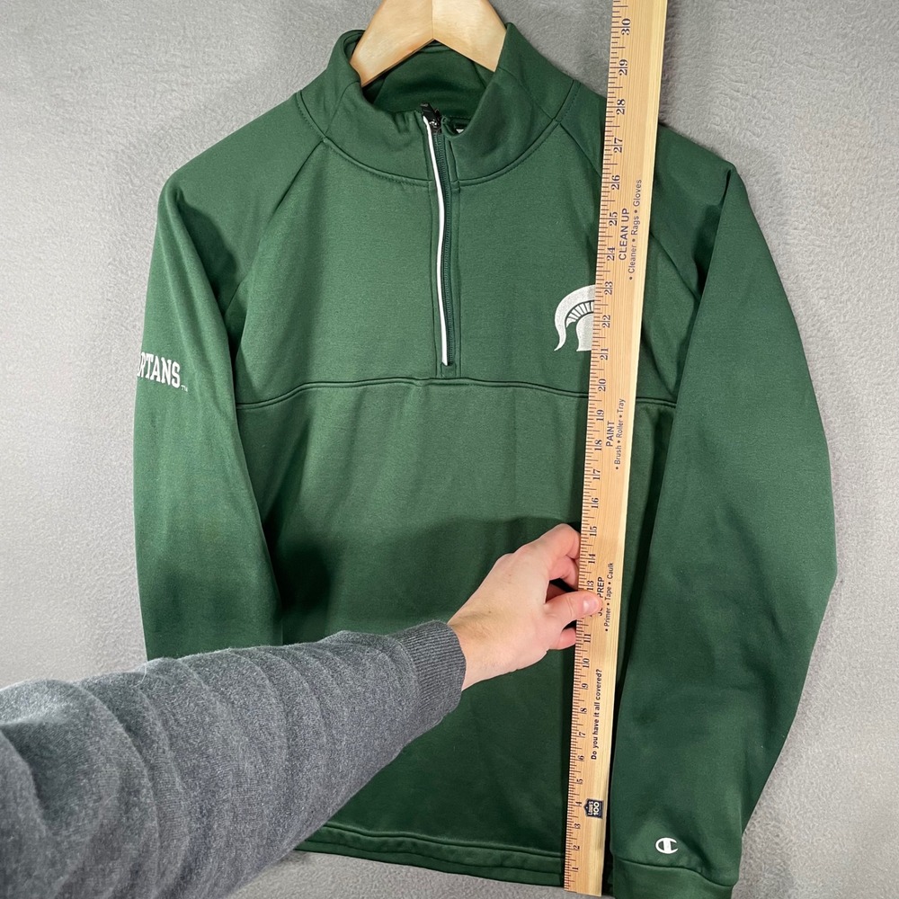 Michigan State Spartans Champion 1/4 Zip Pullover Mens M Green NCAA Sweatshirt - Picture 4 of 9